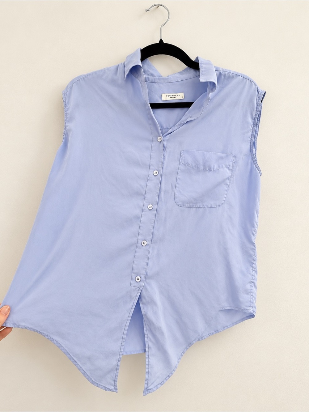 Equipment Light Blue Sleeveless Button-Front Shirt